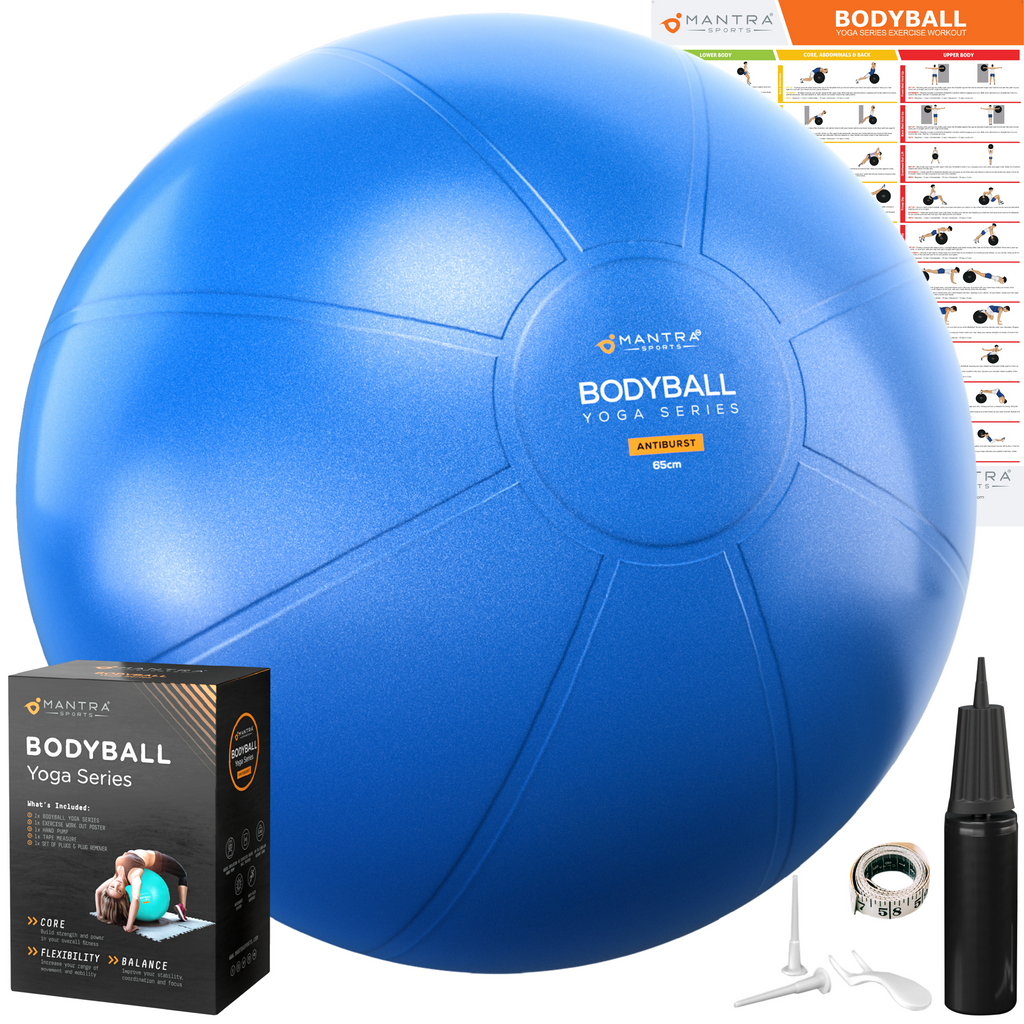 Exercise Ball with Pump, Pregnancy Thick Ball, Fitness Ball Chair for  Balance Pilates Yoga Stability, Anti-Burst Workout Gym Equipment for Home,  Office (Blue 55cm) 